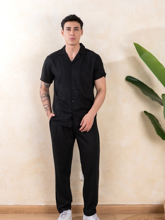 ONE HUNDRED Other - Men’s Black Linen Set | Resort Vacation Beach Outfit